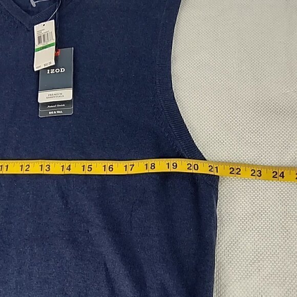 Izod Big & Tall Natural Stretch Blue Sleeveless Sweater Vest Size Large T (NWT) - Picture 8 of 12